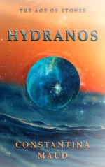 blue sea orange sunset sphere book cover fantasy hydranos
