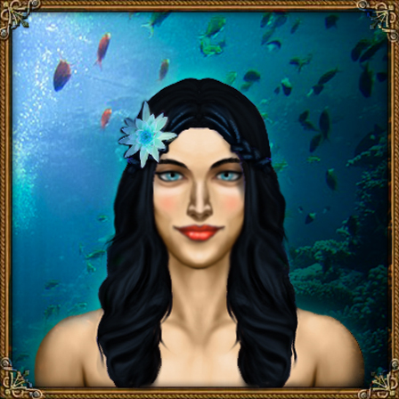 Vryx hydranos fantasy avatar female character portrait blue sea ocean