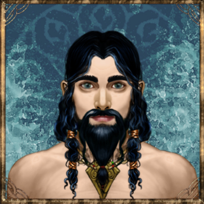 Hydrian hydranos fantasy avatar nation portrait blue water background