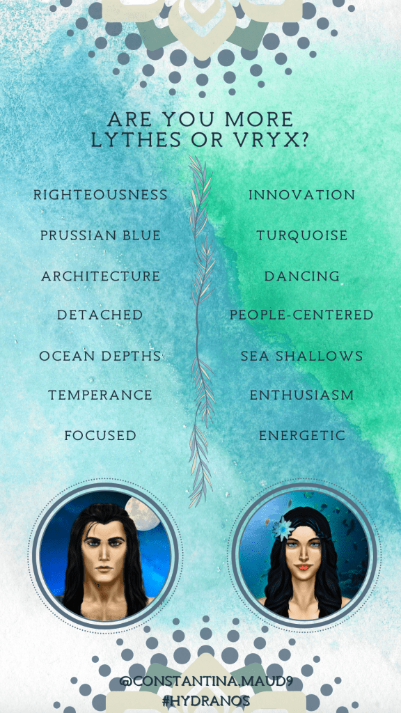 Hydranos-greek-fantasy-book-instagram-story-template-character-quiz-lythes-vryx-blue-turquoise-seaweed-mandala