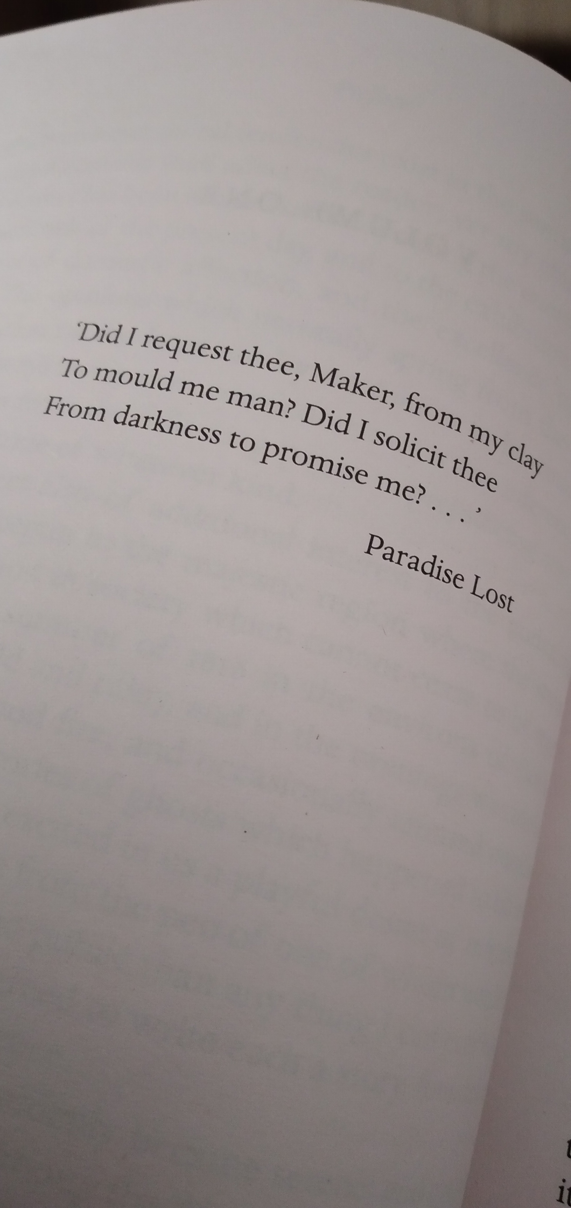 Mary Shelley Frankenstein John Milton Paradise Lost quote