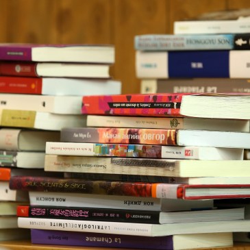 translated korean book stacks