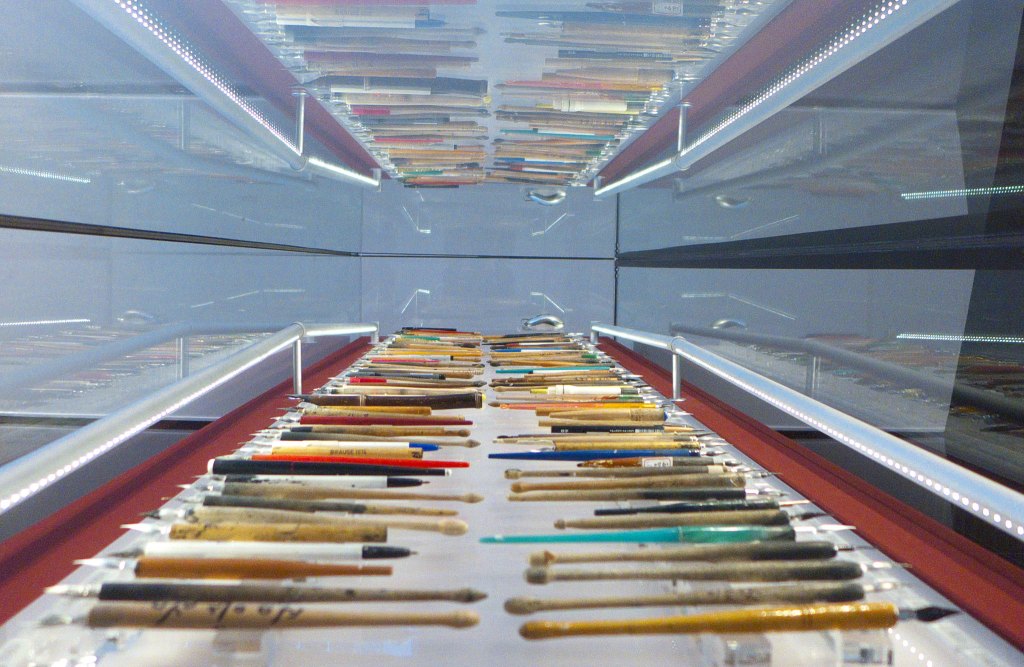 paint brushes display in Korean Manhwa Museum in Bucheo